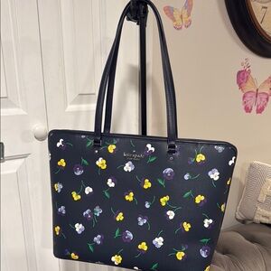 Kate Spade Blue and Yellow Heart Pattern Tote